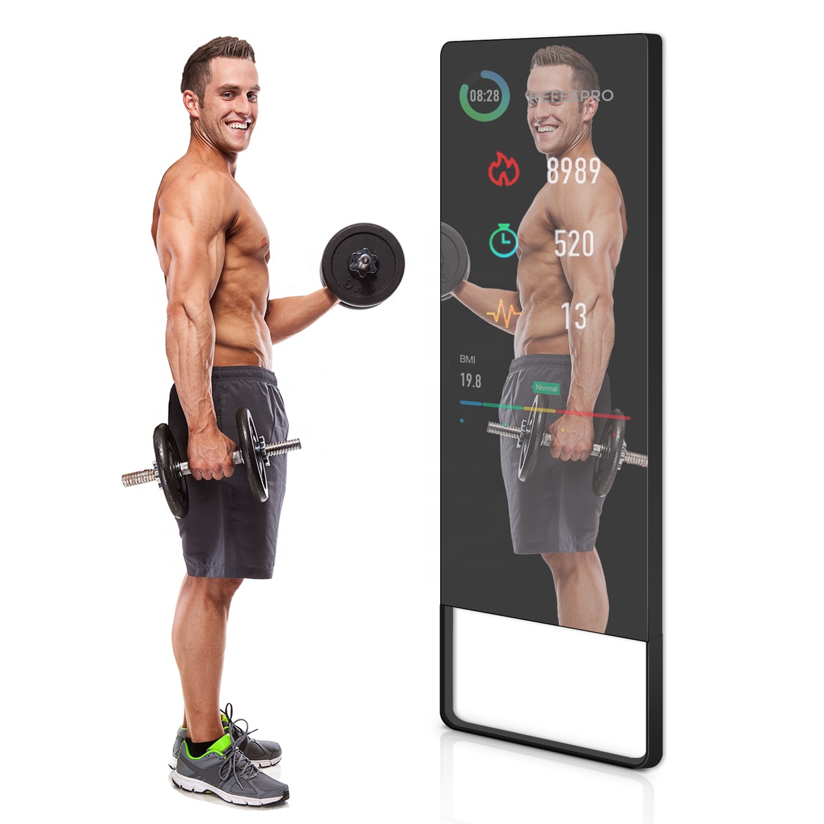 Smart Home Gym Mirror - Tounchscreen Personal Trainer Mirror Floor Standing