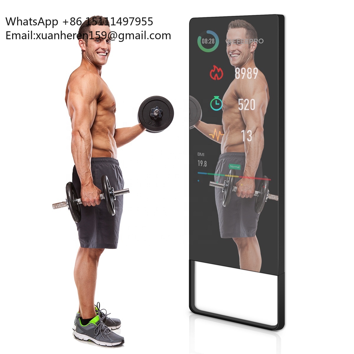 Smart Home Gym Mirror - Tounchscreen Personal Trainer Mirror Floor Standing