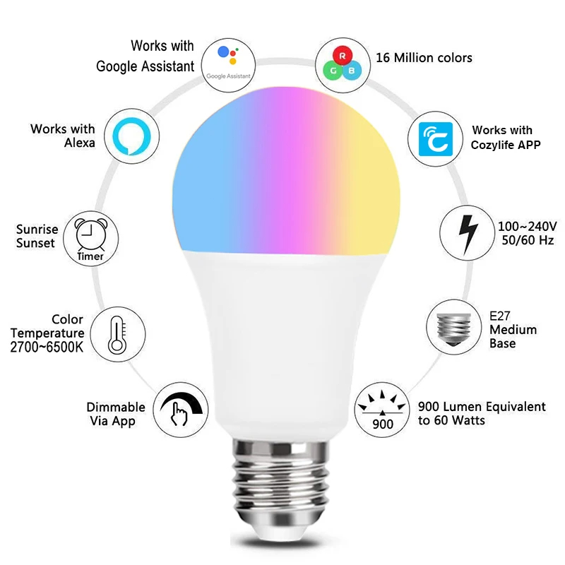 9W WiFi Homekit Light Lamp E27 - Alexa Compatible Bulb review and price